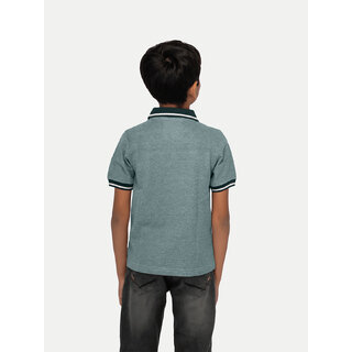 Trendy Kids Boys Mint Green Zipper Polo Melange T-shirt 2025 at ShopCircuit | ONDC