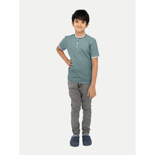 Modern Kids Boys Mint Green Contrast Polo Melange T-shirt 2025 at ShopCircuit | ONDC