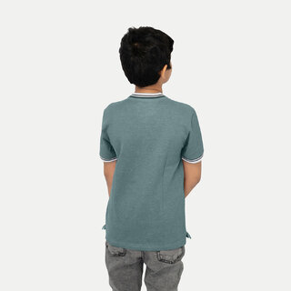 Modern Kids Boys Mint Green Contrast Polo Melange T-shirt 2025 at ShopCircuit | ONDC