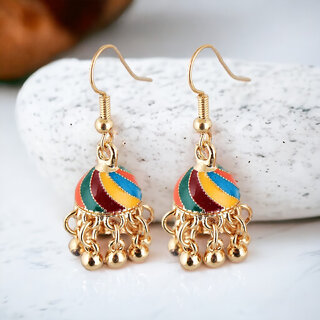 LUCKY JEWELLERY Gold Plated Multi Color Meenakari Jhumki Earring For Girls & Women (125-CHJM1-1148-MT) - Earrings | Buy online on ZillyBuy