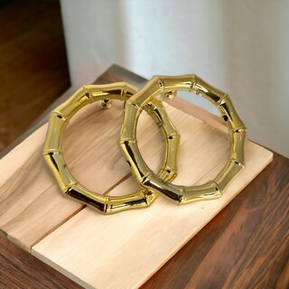 Lucky Jewellery Designer 18k Gold Plated Click-Top Round Bamboo Hoop Earrings For Girls & Women (75-CHTP-1203) - Earrings | Buy online on ZillyBuy
