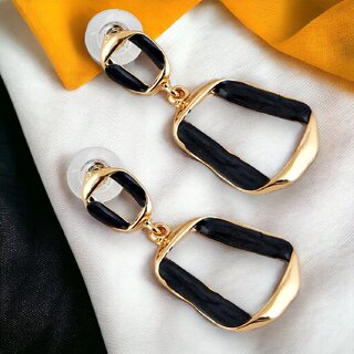 Lucky Jewellery Designer 18k Gold Plated Black Color Dangle Earring For Girls & Women (150-CHEM1-1247-BL) - Earrings | Buy online on ZillyBuy