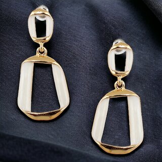 Lucky Jewellery Designer 18k Gold Plated White Color Dangle Earring For Girls & Women (150-CHEM1-1247-W) - Earrings | Buy online on ZillyBuy