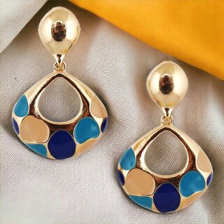 Lucky Jewellery Designer 18k Gold Plated Blue Color  Dangle Earring For Girls & Women (150-CHEM1-1254-B) - Earrings | Buy online on ZillyBuy