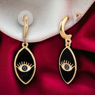 Lucky Jewellery Designer 18k Gold Plated Black Color Evil Eye Dangle Earring For Girls & Women (150-CHEM1-1256) - Earrings | Buy online on ZillyBuy