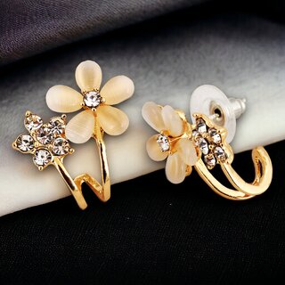 Lucky Jewellery Designer 18k Gold Plated Flower Stud Tops Earring For Girls & Women (180-CHEM-1243) - Earrings | Buy online on ZillyBuy