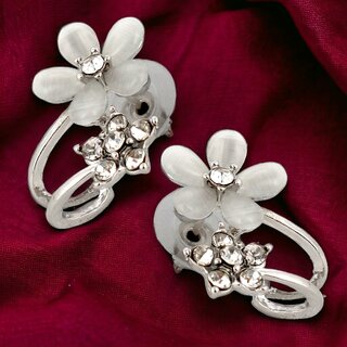 Lucky Jewellery Designer Silver Plated Flower Stud Tops Earring For Girls & Women (180-CHEM-1243-S) - Earrings | Buy online on ZillyBuy