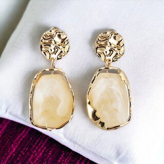 Lucky Jewellery Designer 18k Gold Plated Trendy Semi Precious Stone Dangle Earrings For Girls & Women (210-CHEM-1244)