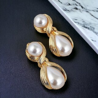 Lucky Jewellery Designer 18k Gold Plated Twisted Knot Design Pear Stud Earrings For Girls & Women (225-CHEG-1137)
