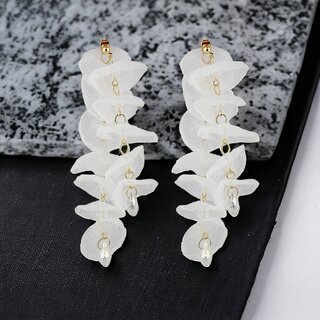 Lucky Jewellery Designer White Color Dangle Hanging Earrings For Girls & Women (375-CHEC-1228) - Earrings | Buy online on ZillyBuy