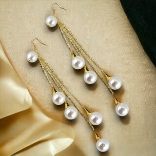 Lucky Jewellery Designer Fashion Jewelry Gold Plated Pearl Dangle And Drop Earrings For Girls & Women (390-CHEM-1225) - Earrings | Buy online on ZillyBuy