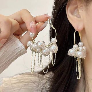Lucky Jewellery Designer Fashion Jewelry Gold Plated Pearl Fringe Dangle Earrings For Girls & Women (425-CHEM-1224) - Earrings | Buy online on ZillyBuy