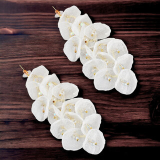 Lucky Jewellery Designer White Color Dangle Earrings For Girls & Women (450-CHEC-1217) - Earrings | Buy online on ZillyBuy