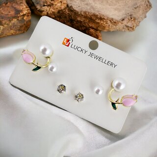 LUCKY JEWELLERY 3 Pairs Combo Set Of Earrings for Women & Girls (90-CHEX-1140-3) - Earrings | Buy online on ZillyBuy