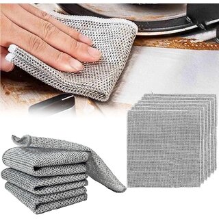 Multipurpose Wire Dishwashing Rags for Wet and Dry Stainless Steel Scrubber Non-Scratch Wire cloth Set of 4 PCs