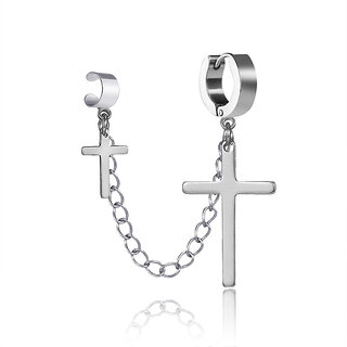 Hip Hop Cross Style Silver Earring - Earrings | Buy online on ZillyBuy