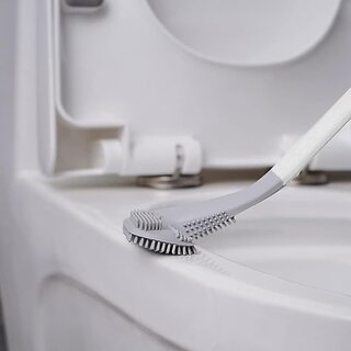 Golf Shape Silicone Toilet Brush with Self-Adhesive Wall Hook Anti-drip Non-Slip Long Handle Quick  Easy Cleaning 1 Pc