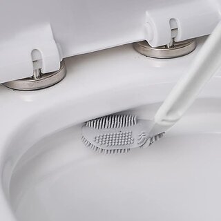 Golf Shape Silicone Toilet Brush with Self-Adhesive Wall Hook Anti-drip Non-Slip Long Handle Quick  Easy Cleaning 1 Pc