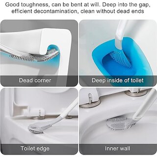 Golf Shape Silicone Toilet Brush with Self-Adhesive Wall Hook Anti-drip Non-Slip Long Handle Quick  Easy Cleaning 1 Pc