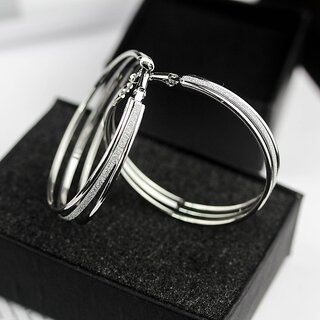 Silver Shiny Hoop Earring - Earrings | Buy online on ZillyBuy