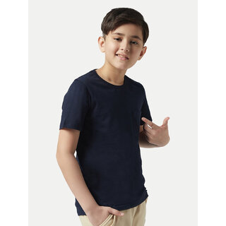 Elegant Kids Boys Navy Round neck with Pocket T-shirt 2025 at ShopCircuit | ONDC