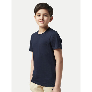 Elegant Kids Boys Navy Round neck with Pocket T-shirt 2025 at ShopCircuit | ONDC