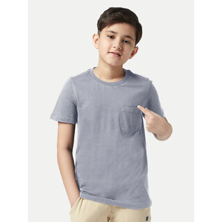 Top Kids Boys Grey Melange Round neck with Pocket T-shirt 2025 at ShopCircuit | ONDC