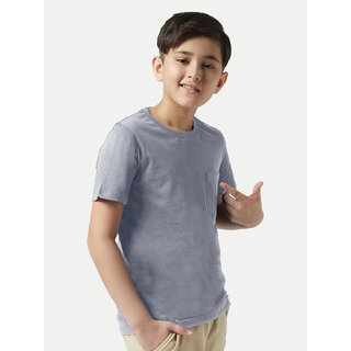 Top Kids Boys Grey Melange Round neck with Pocket T-shirt 2025 at ShopCircuit | ONDC