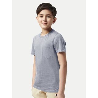 Top Kids Boys Grey Melange Round neck with Pocket T-shirt 2025 at ShopCircuit | ONDC