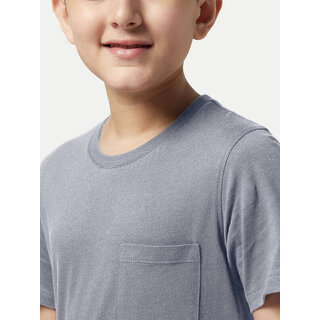 Top Kids Boys Grey Melange Round neck with Pocket T-shirt 2025 at ShopCircuit | ONDC