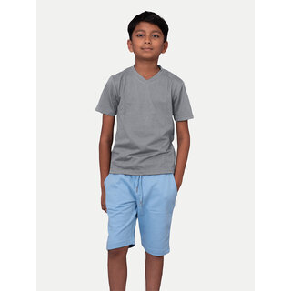 Luxurious Kids Boys Grey Melange V neck T-shirt 2025 at ShopCircuit | ONDC