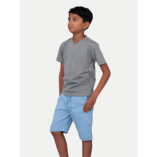 Luxurious Kids Boys Grey Melange V neck T-shirt 2025 at ShopCircuit | ONDC