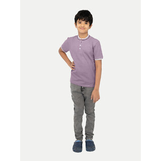 Trendy Kids Boys Onion Red Contrast Polo Melange T-shirt 2025 at ShopCircuit | ONDC