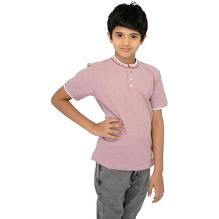 Trendy Kids Boys Onion Red Contrast Polo Melange T-shirt 2025 at ShopCircuit | ONDC