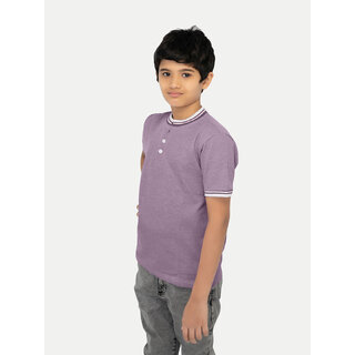 Trendy Kids Boys Onion Red Contrast Polo Melange T-shirt 2025 at ShopCircuit | ONDC