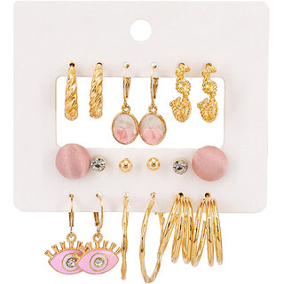 Vintage Style Hoop Earring with 9 pairs in a Pack - Earrings | Buy online on ZillyBuy