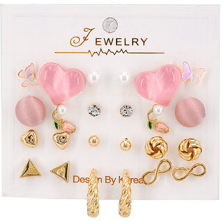 Pinky Shiny Gold Plated Earring Set - Earrings | Buy online on ZillyBuy