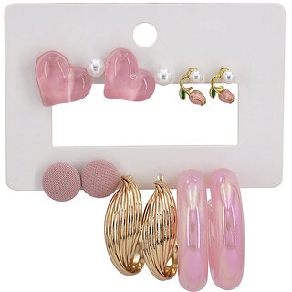 Pinky Shiny Gold Plated Earring Set - Earrings | Buy online on ZillyBuy