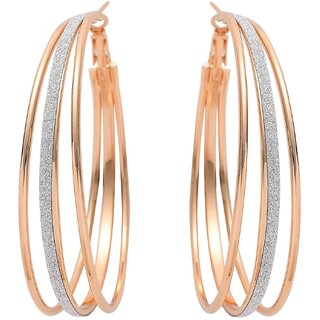 Gold and Silver Design Circular Hoop Earring. - Earrings | Buy online on ZillyBuy