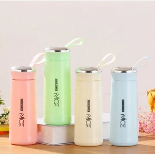 nice white glass water bottle with hand ring 400ml (Set of 1)