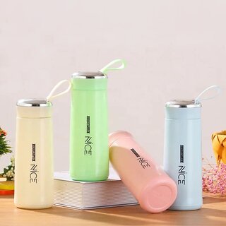 nice white glass water bottle with hand ring 400ml (Set of 1)
