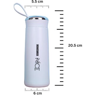 nice white glass water bottle with hand ring 400ml (Set of 1)