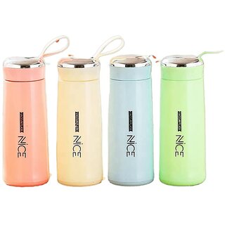 nice white glass water bottle with hand ring 400ml (Set of 1)