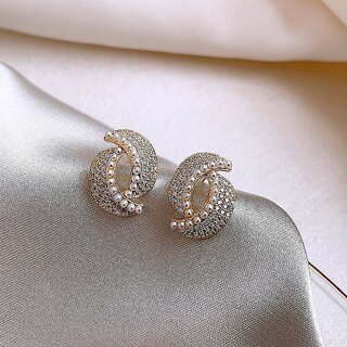 Oval Shaped Semi Circular Earring - Earrings | Buy online on ZillyBuy