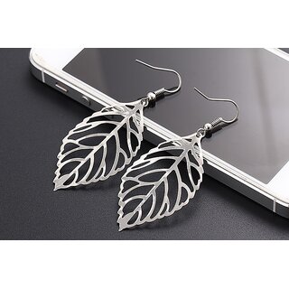 Leaf Shaped Silver Plated Earring - Earrings | Buy online on ZillyBuy