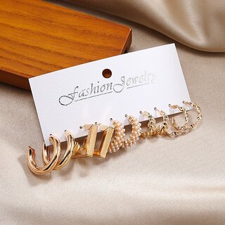 Geometric Gold Plated Hoop Earring - Earrings | Buy online on ZillyBuy