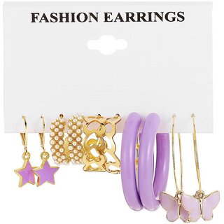 Vibrant Lilac Classy Hoop Earring - Earrings | Buy online on ZillyBuy