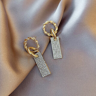 Circular Earring with Rectangular Hanging - Earrings | Buy online on ZillyBuy