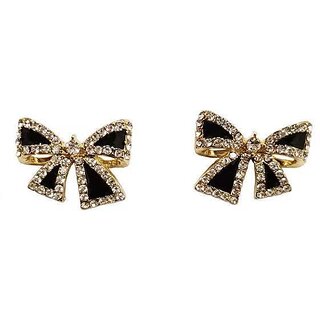 Black and Silver Bow Style Earring - Earrings | Buy online on ZillyBuy