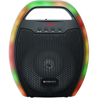 ZEBRONICS Sound Feast 60 Portable Wireless Speaker with 10W Output, Bluetooth v5.0, FM Radio, AUX, USB, mSD, TWS, 6.3mm Wired mic Support, Media + Volume Control, Carry Handle and RGB LED Lights.